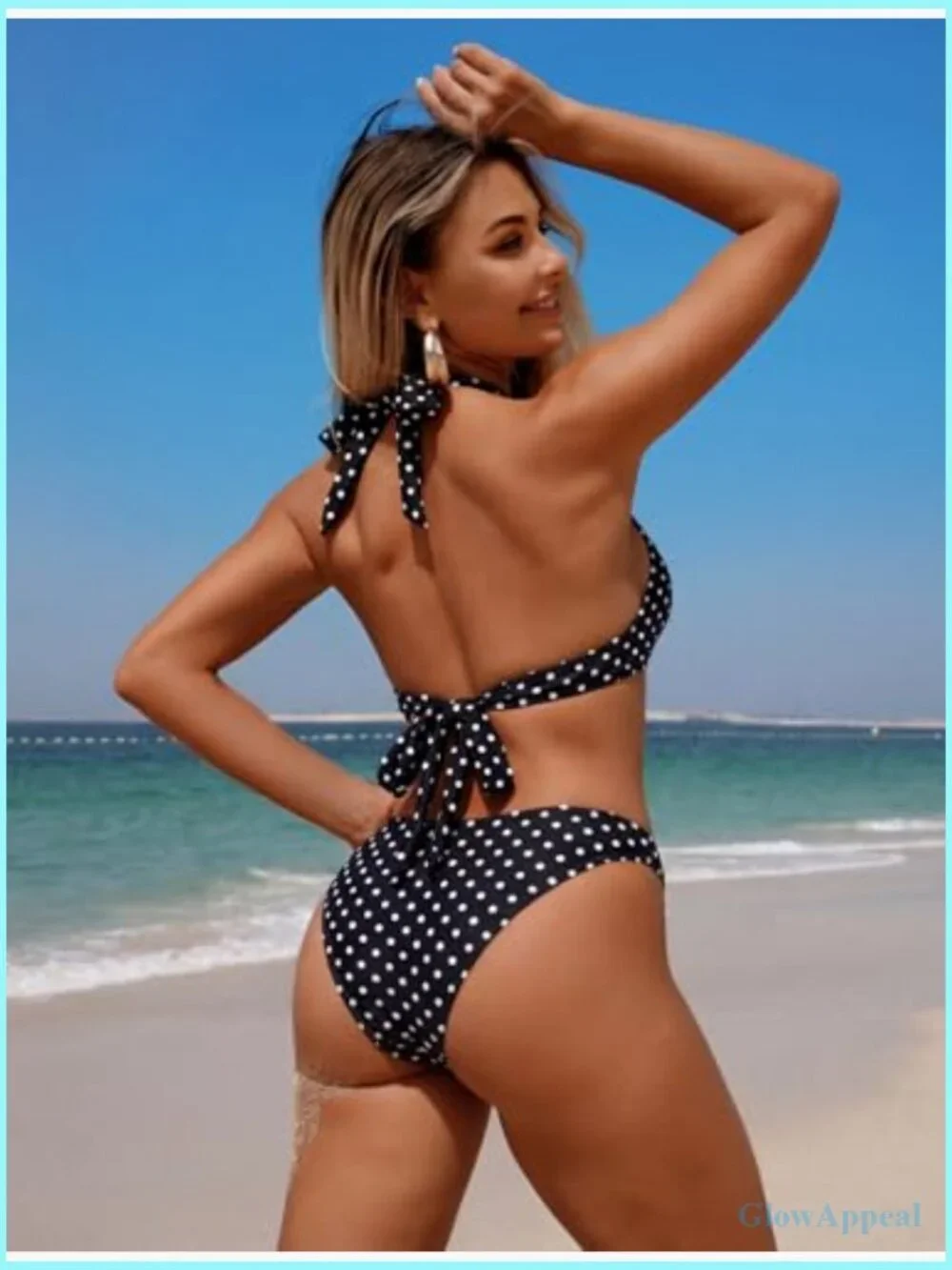 Women's Halter Bikini Set with Mesh Cover Up Skirt - Triangle Top Cheeky Bottom